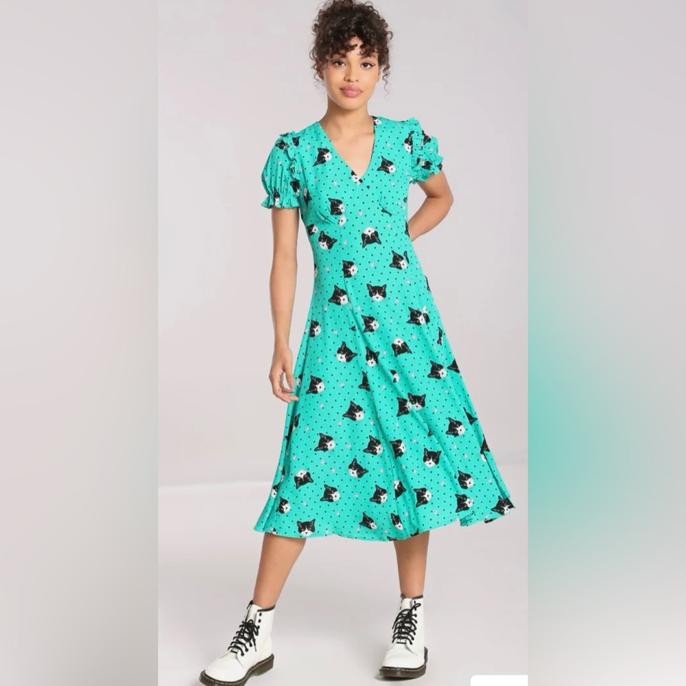 Hell Bunny Love Cats Midi Dress M medium
